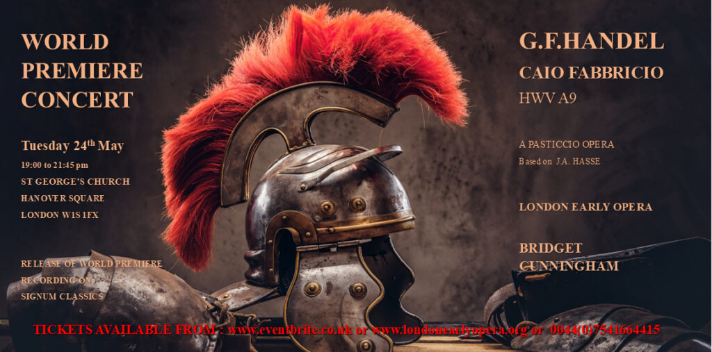Flyer Caio fabbricio Handel concert 24th May